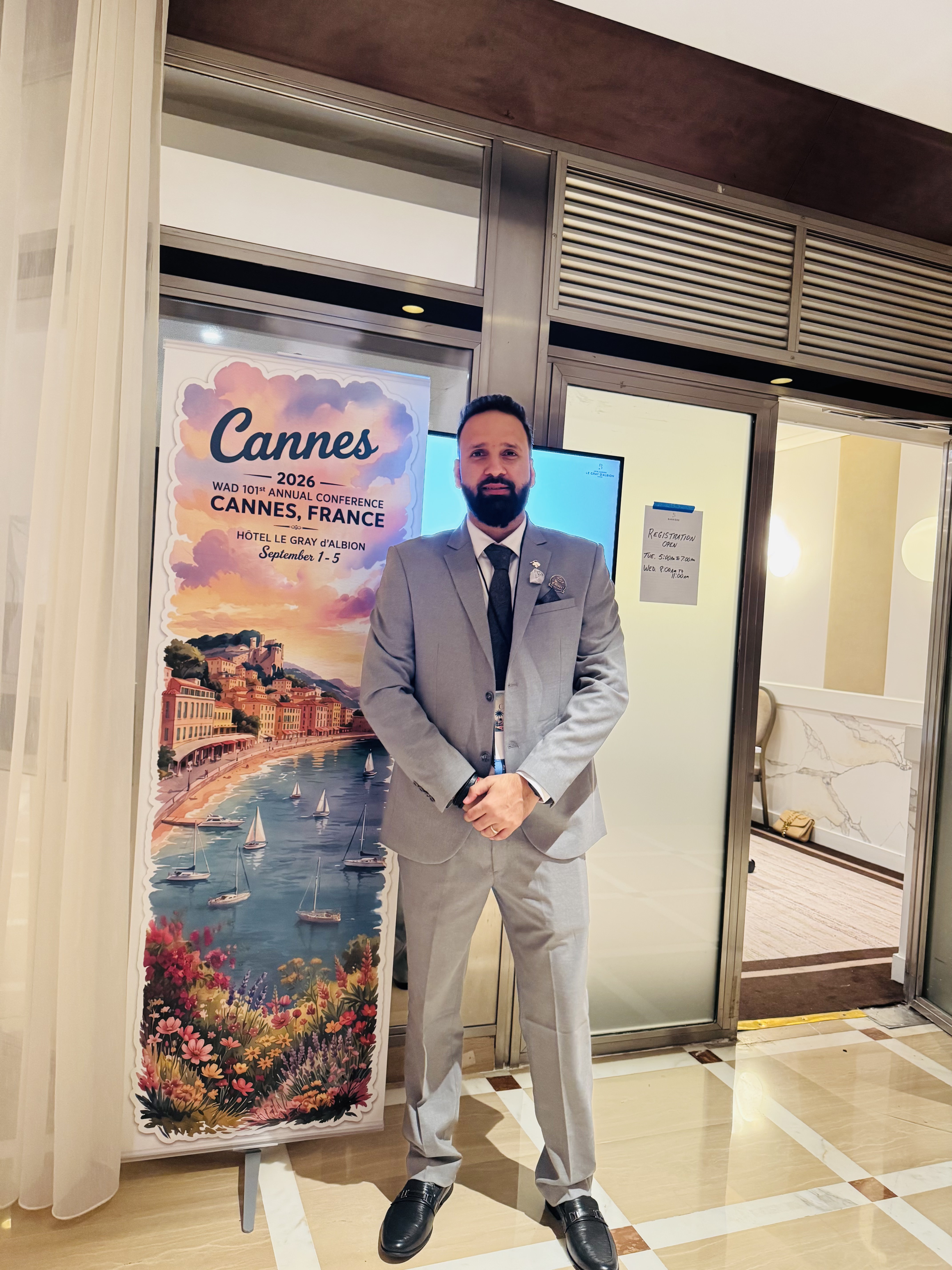 Hardesh Bhardwaj, investigator and founder-director of Advance Detective Agency, at the World Association of Detectives 101st Annual Conference in Cannes, France