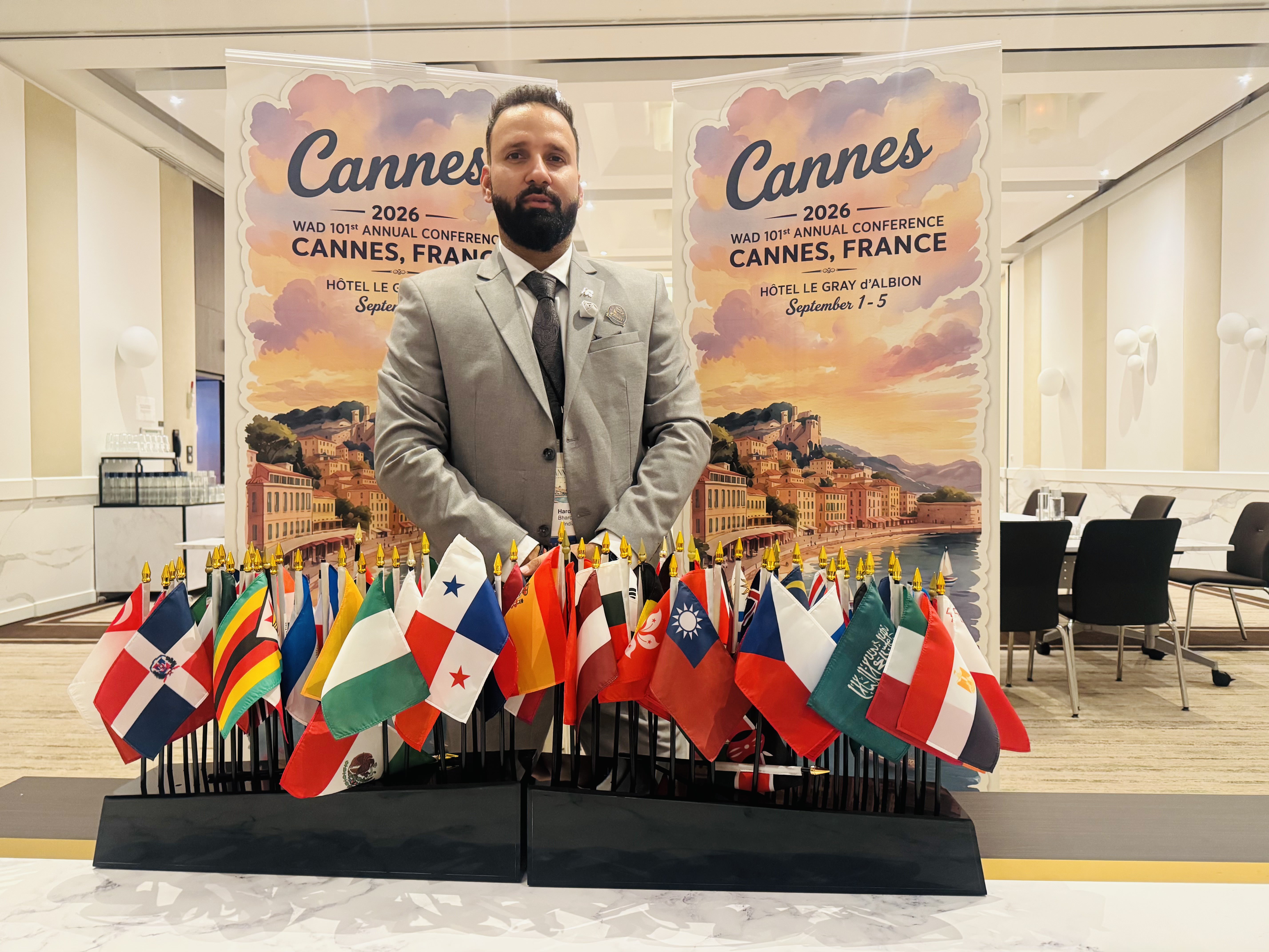 Member-nation flags at the opening of the WAD 101st Annual Conference in Cannes